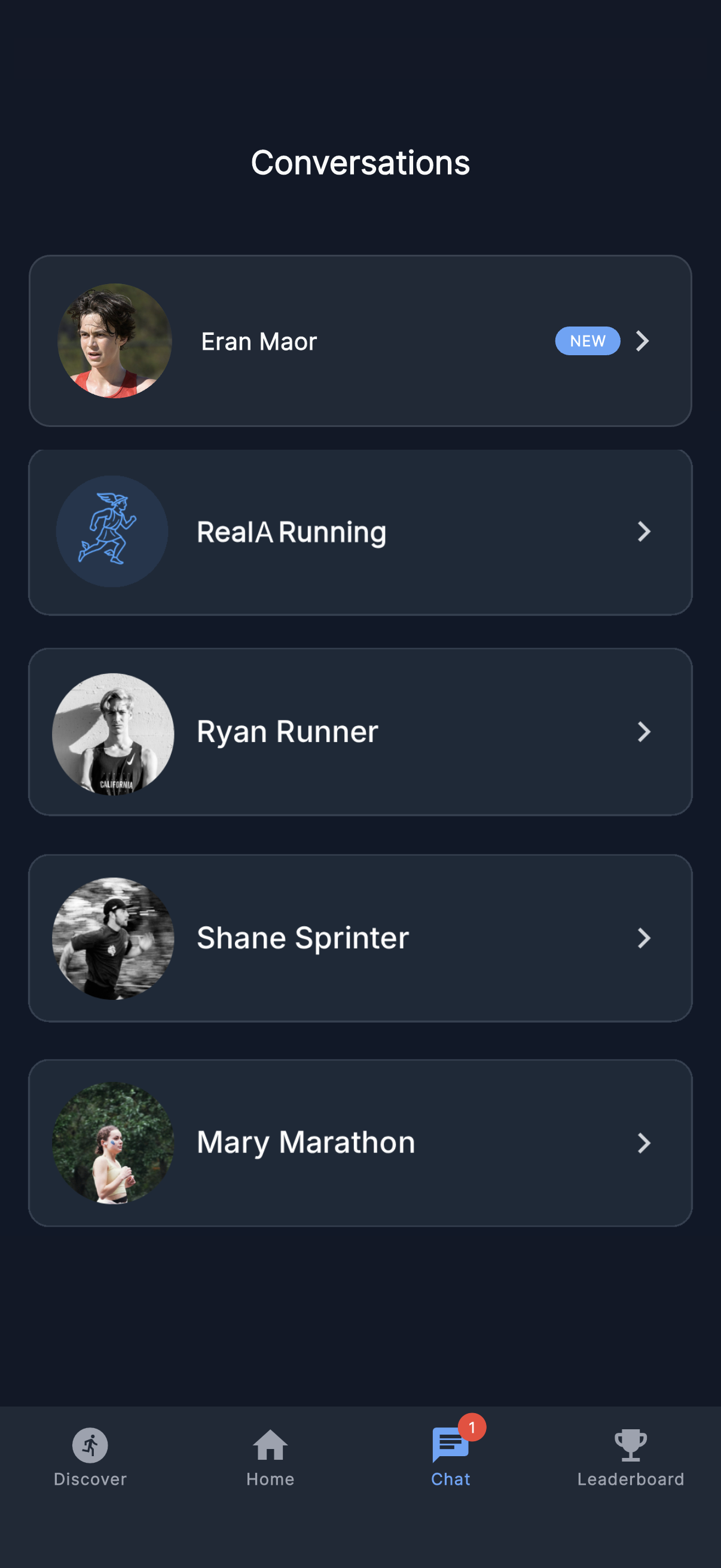 Conversations list - your matches